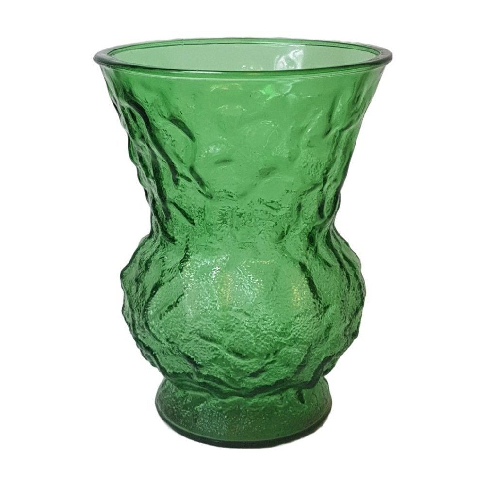 Vintage E.O. Brody Glass Co Jumbo Size Wide Mouth Emerald Green Glass Vase
